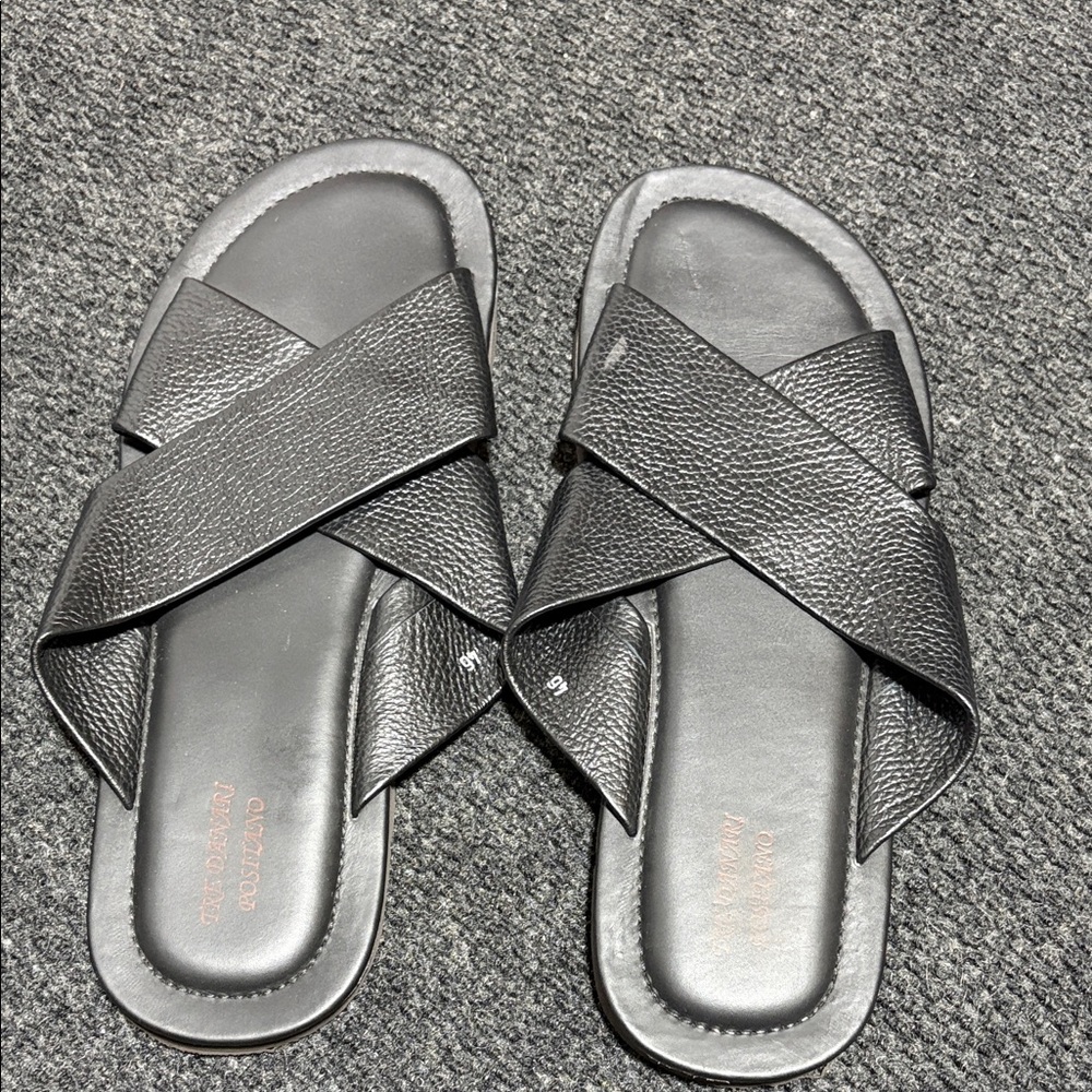 Tre Danari Positano Italian Leather Slides - Size 47